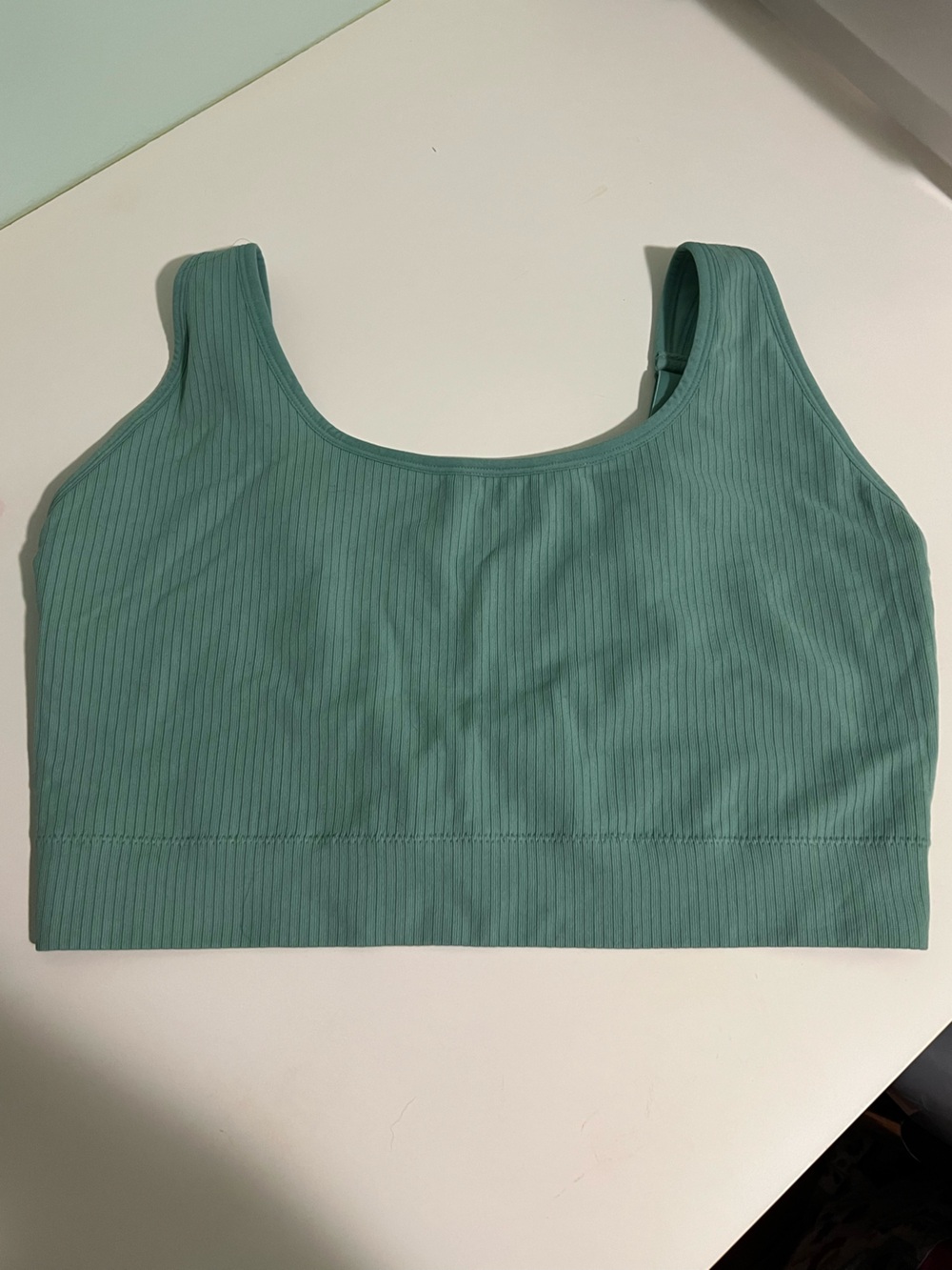 Auden Seamless Ribbed Bralette. Hook-and-eye back closure n adjustable straps 2X